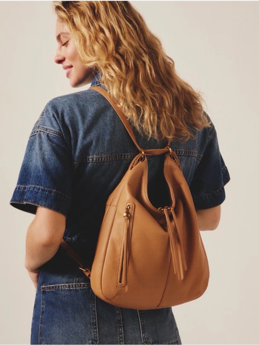 HOBO Leather Merrin Convertible Backpack and Shoulder Bag - Cactus Green - Picture 15 of 16